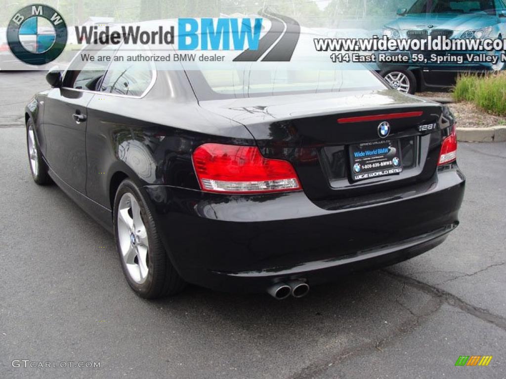 2009 1 Series 128i Coupe - Black Sapphire Metallic / Savanna Beige/Black Boston Leather photo #6