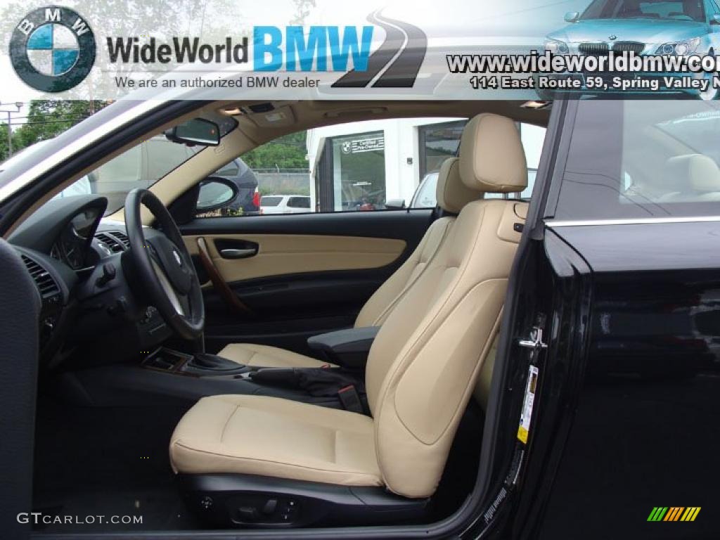 2009 1 Series 128i Coupe - Black Sapphire Metallic / Savanna Beige/Black Boston Leather photo #9