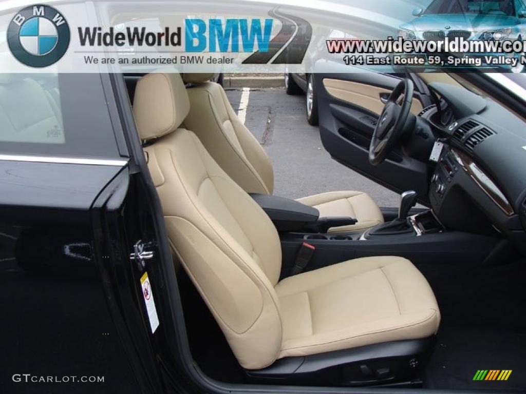 2009 1 Series 128i Coupe - Black Sapphire Metallic / Savanna Beige/Black Boston Leather photo #10