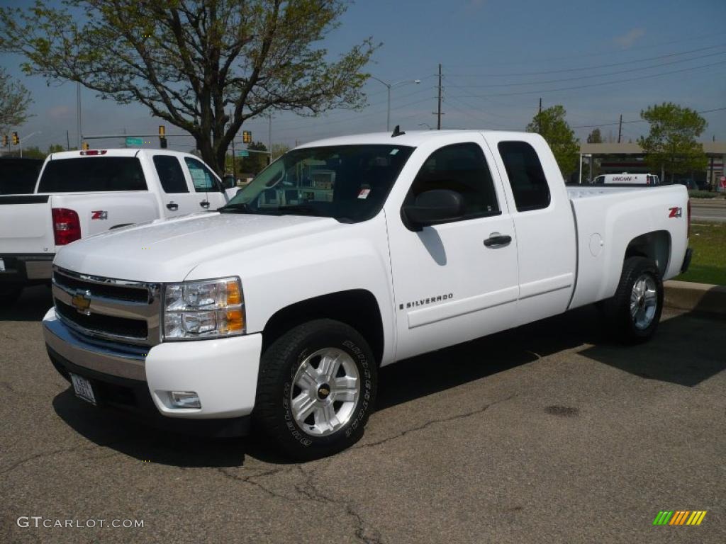 2007 Silverado 1500 LT Z71 Extended Cab 4x4 - Summit White / Ebony Black photo #2