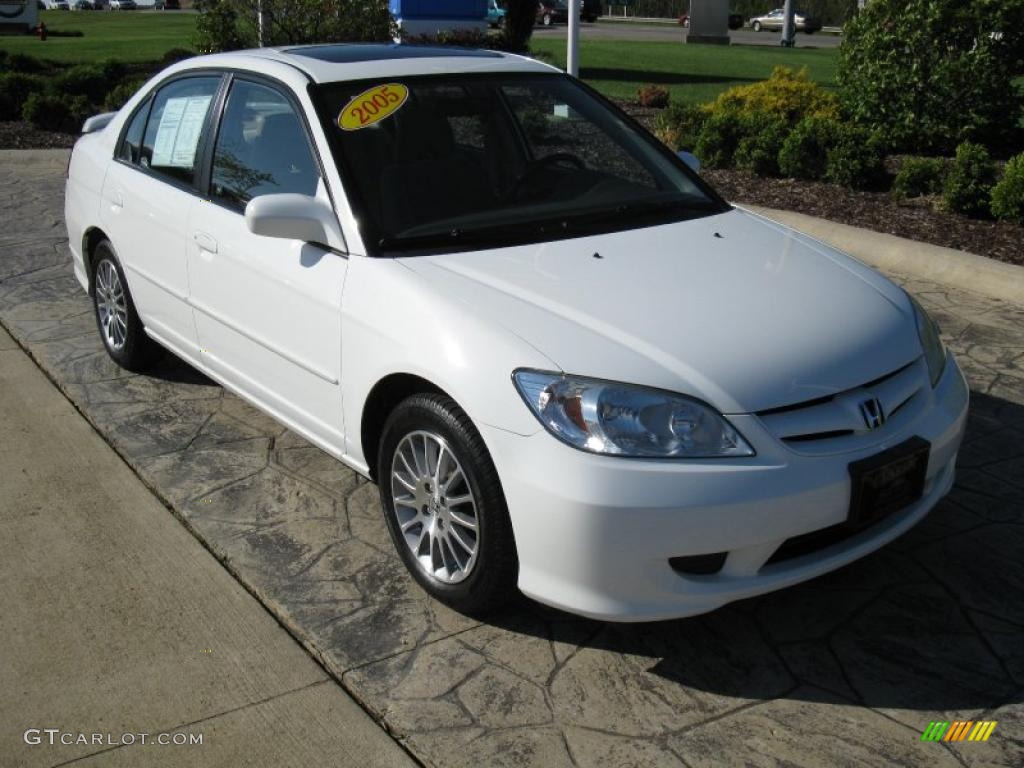 2005 Civic EX Sedan - Taffeta White / Ivory photo #1
