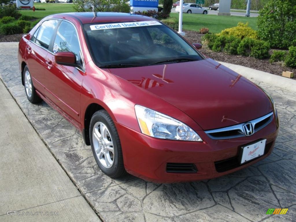 2007 Accord EX-L Sedan - Moroccan Red Pearl / Gray photo #1