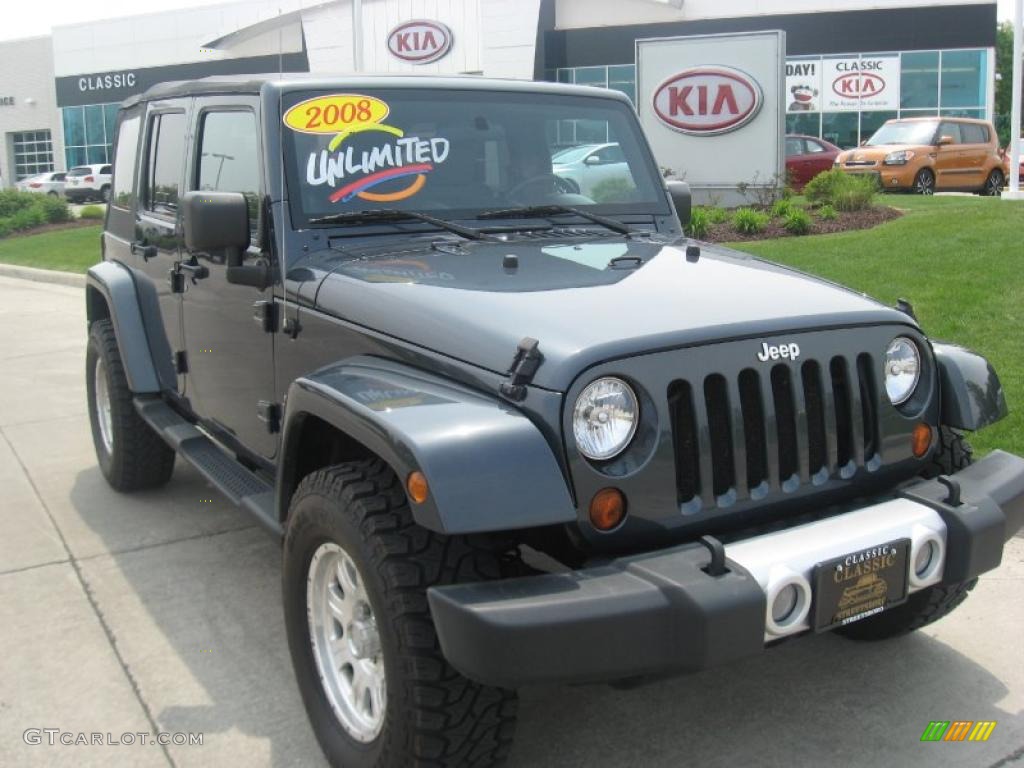 2008 Wrangler Unlimited Sahara 4x4 - Steel Blue Metallic / Dark Slate Gray/Med Slate Gray photo #1