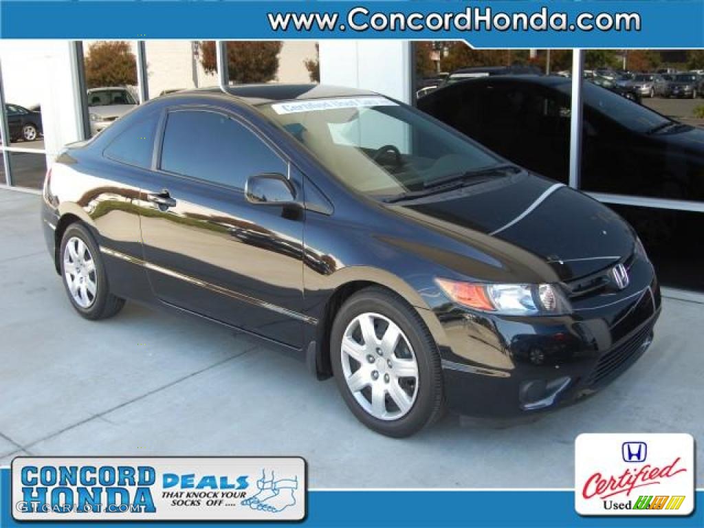 2008 Civic LX Coupe - Nighthawk Black Pearl / Gray photo #1