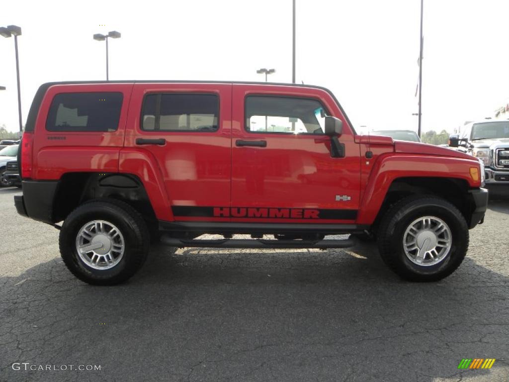 2007 H3  - Victory Red / Ebony Black photo #2