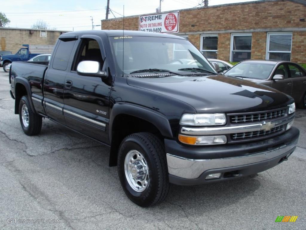 2000 Silverado 2500 LS Extended Cab 4x4 - Onyx Black / Graphite photo #3