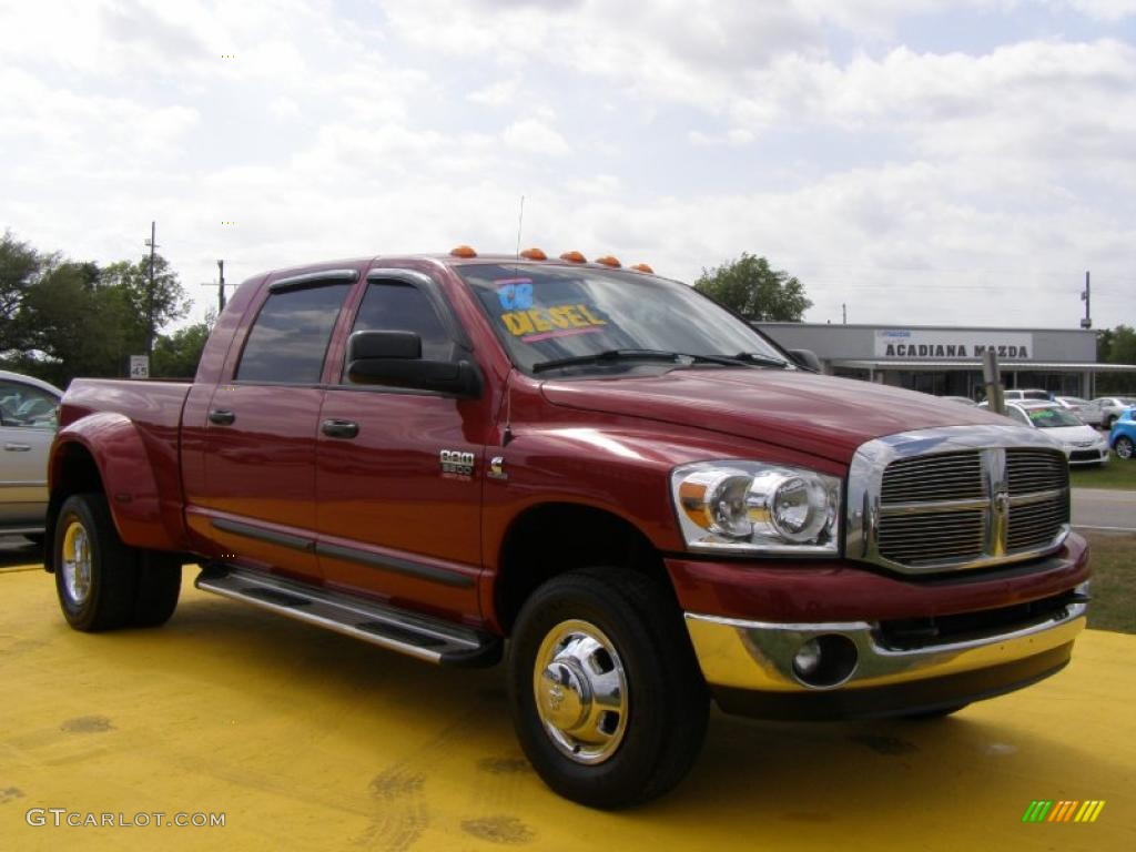 2008 Ram 3500 SLT Mega Cab 4x4 Dually - Inferno Red Crystal Pearl / Khaki photo #7