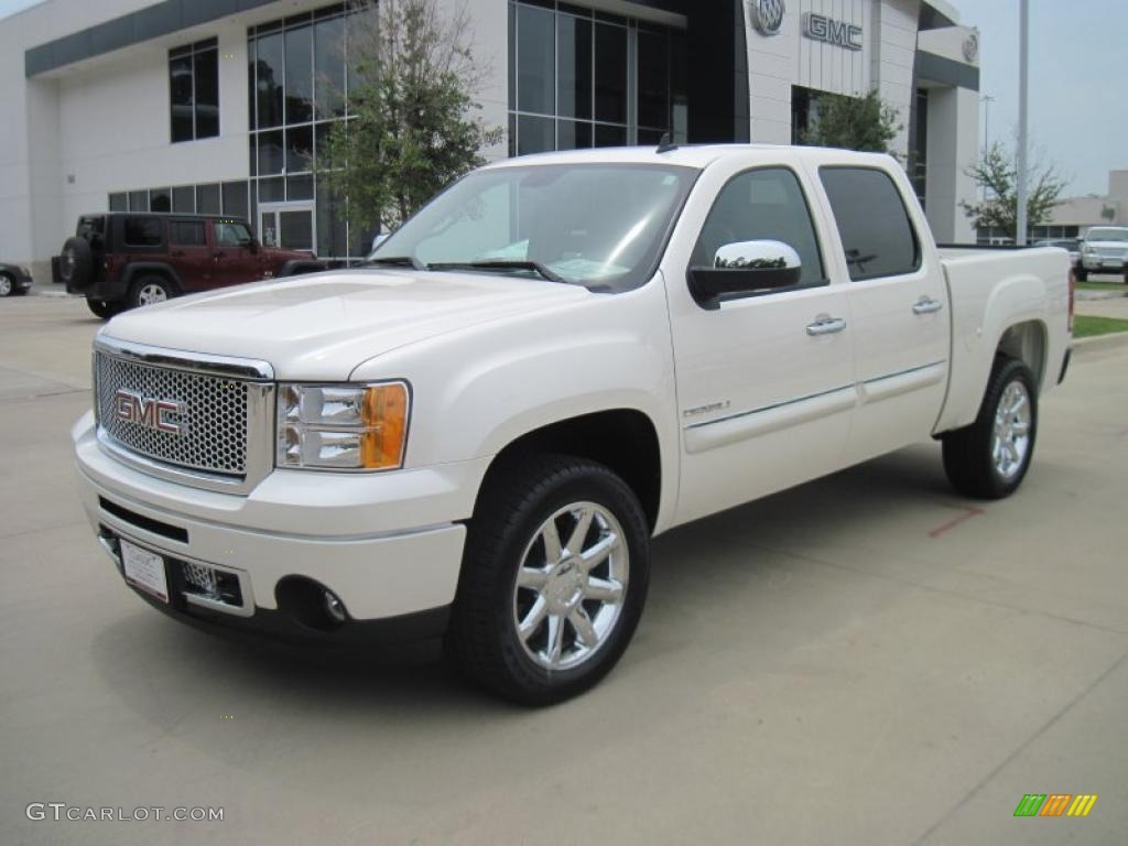 2010 Sierra 1500 Denali Crew Cab - White Diamond Tricoat / Cocoa/Light Cashmere photo #1