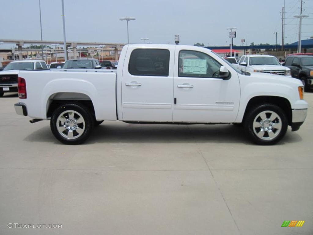 2010 Sierra 1500 SLT Crew Cab - Summit White / Very Dark Cashmere/Light Cashmere photo #4