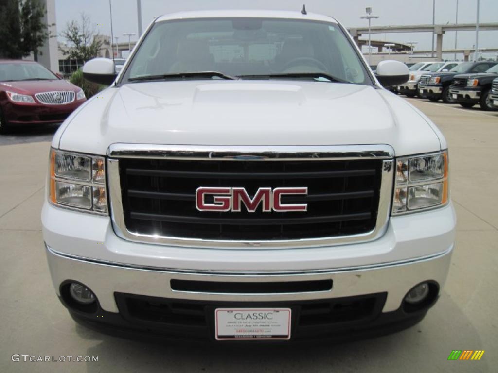 2010 Sierra 1500 SLT Crew Cab - Summit White / Very Dark Cashmere/Light Cashmere photo #5