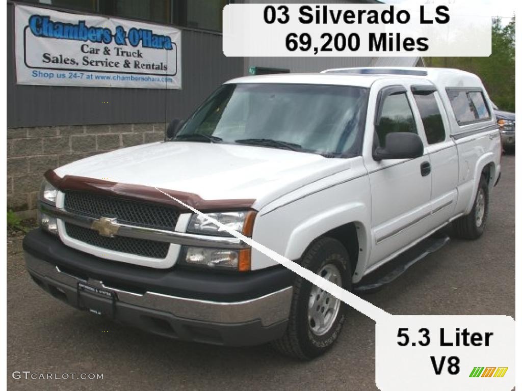 2003 Silverado 1500 LS Extended Cab - Summit White / Medium Gray photo #1