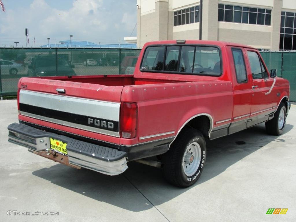 1993 F150 XLT Extended Cab - Red / Grey photo #3