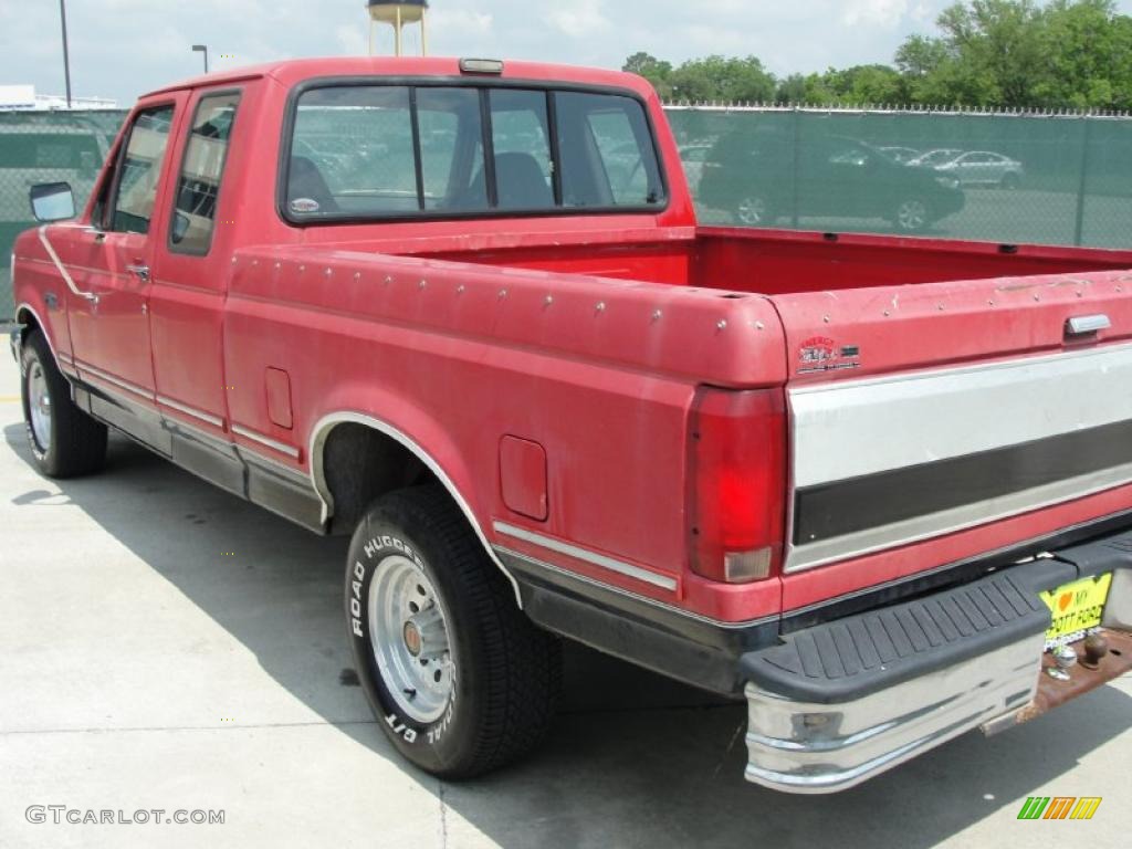 1993 F150 XLT Extended Cab - Red / Grey photo #5