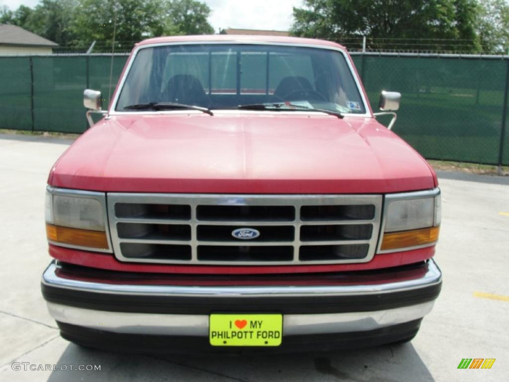 1993 F150 XLT Extended Cab - Red / Grey photo #8