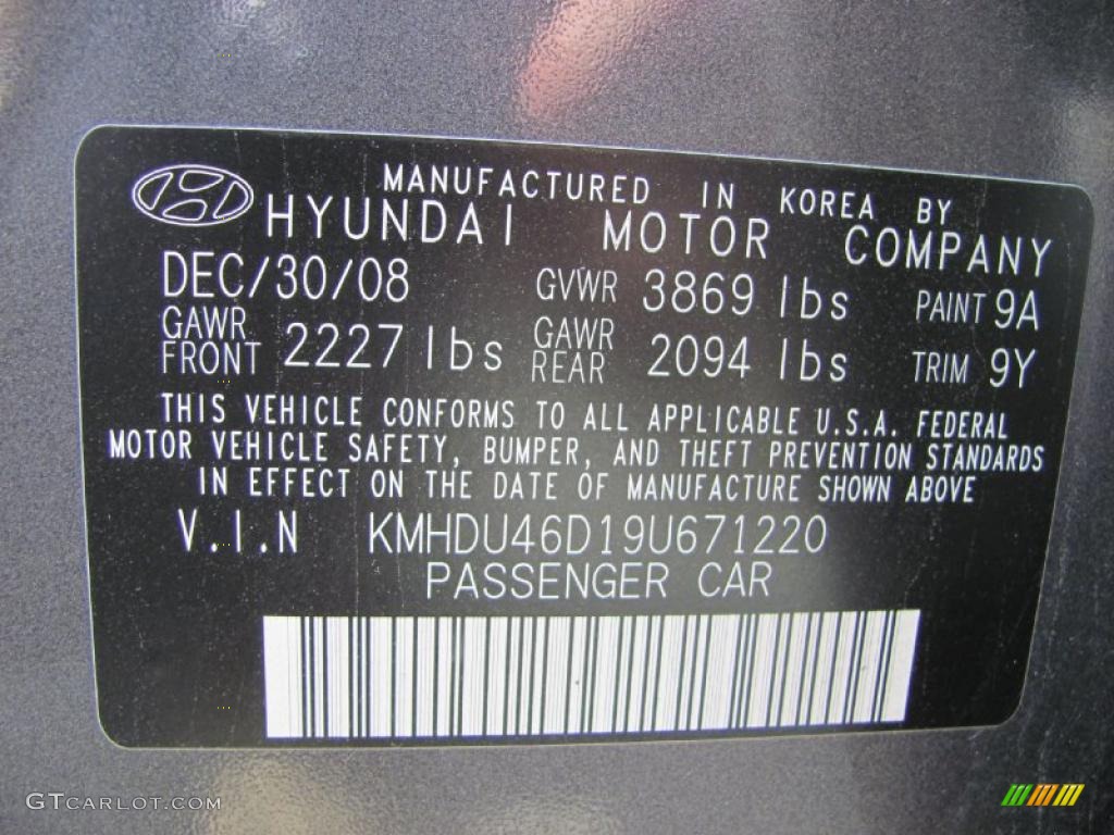 2009 Elantra GLS Sedan - Carbon Gray / Gray photo #21