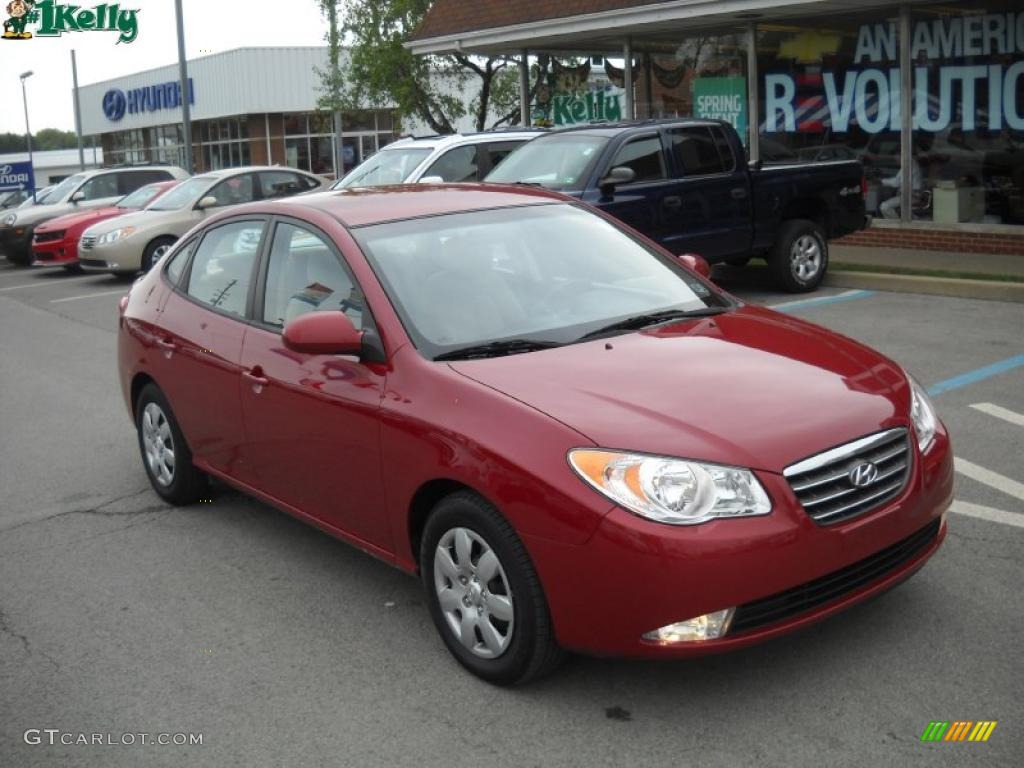 2008 Elantra GLS Sedan - Apple Red Pearl / Beige photo #1