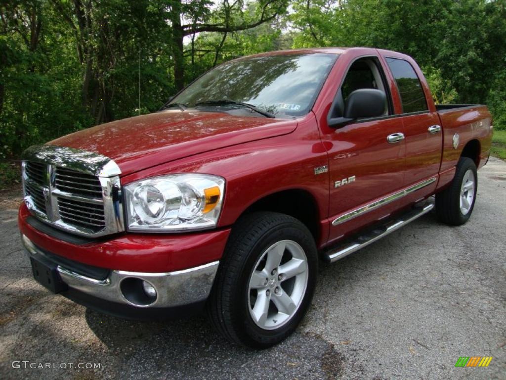 2008 Ram 1500 Big Horn Edition Quad Cab 4x4 - Inferno Red Crystal Pearl / Medium Slate Gray photo #2