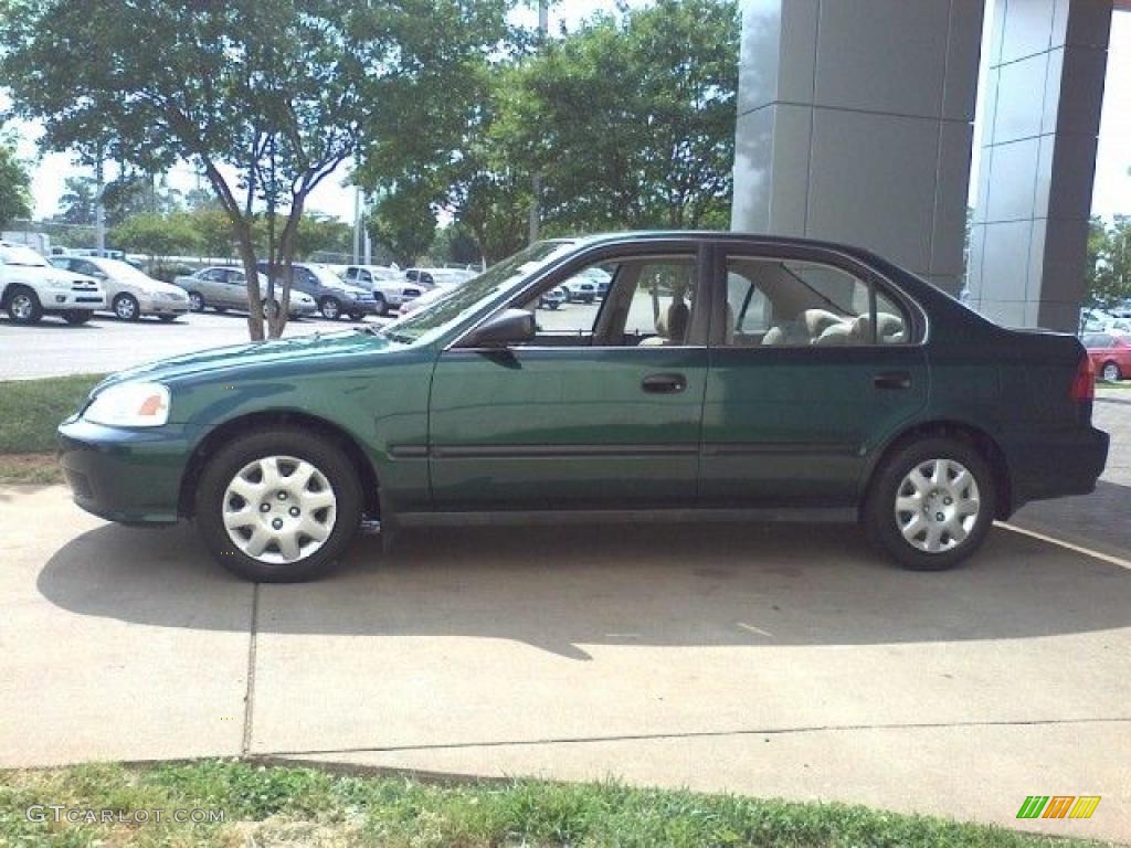 1999 Civic LX Sedan - Clover Green Pearl / Beige photo #18