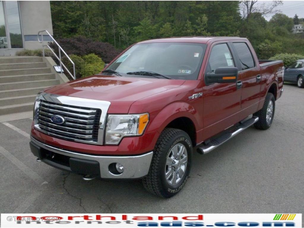 2010 F150 XLT SuperCrew 4x4 - Vermillion Red / Medium Stone photo #2