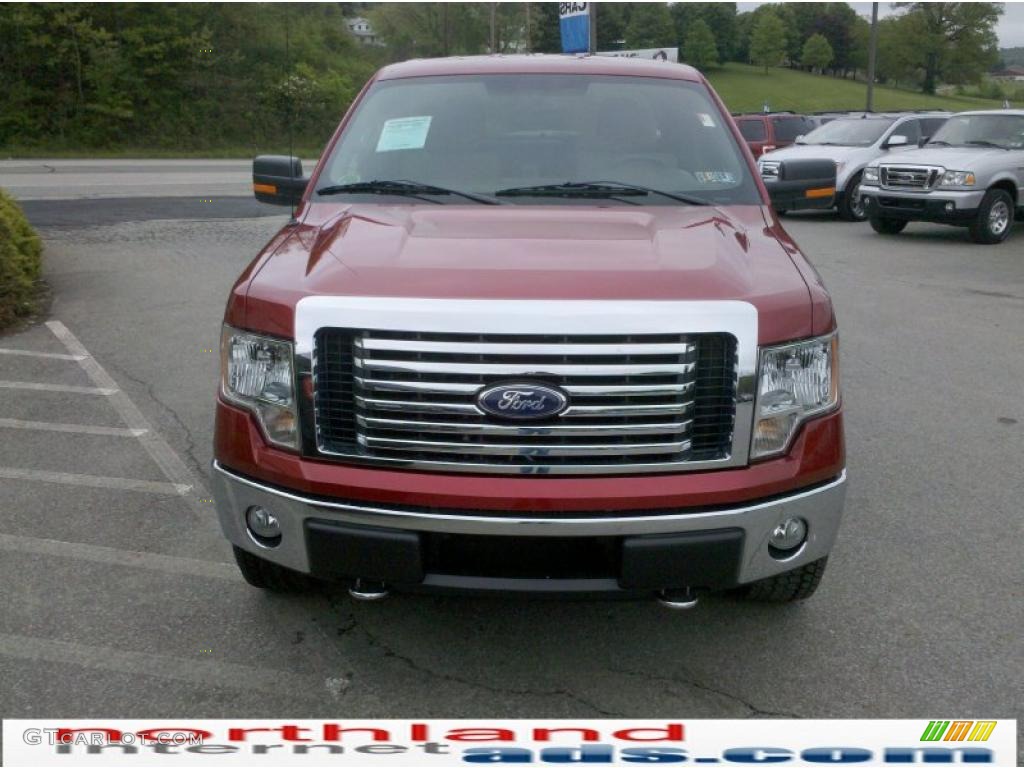 2010 F150 XLT SuperCrew 4x4 - Vermillion Red / Medium Stone photo #3