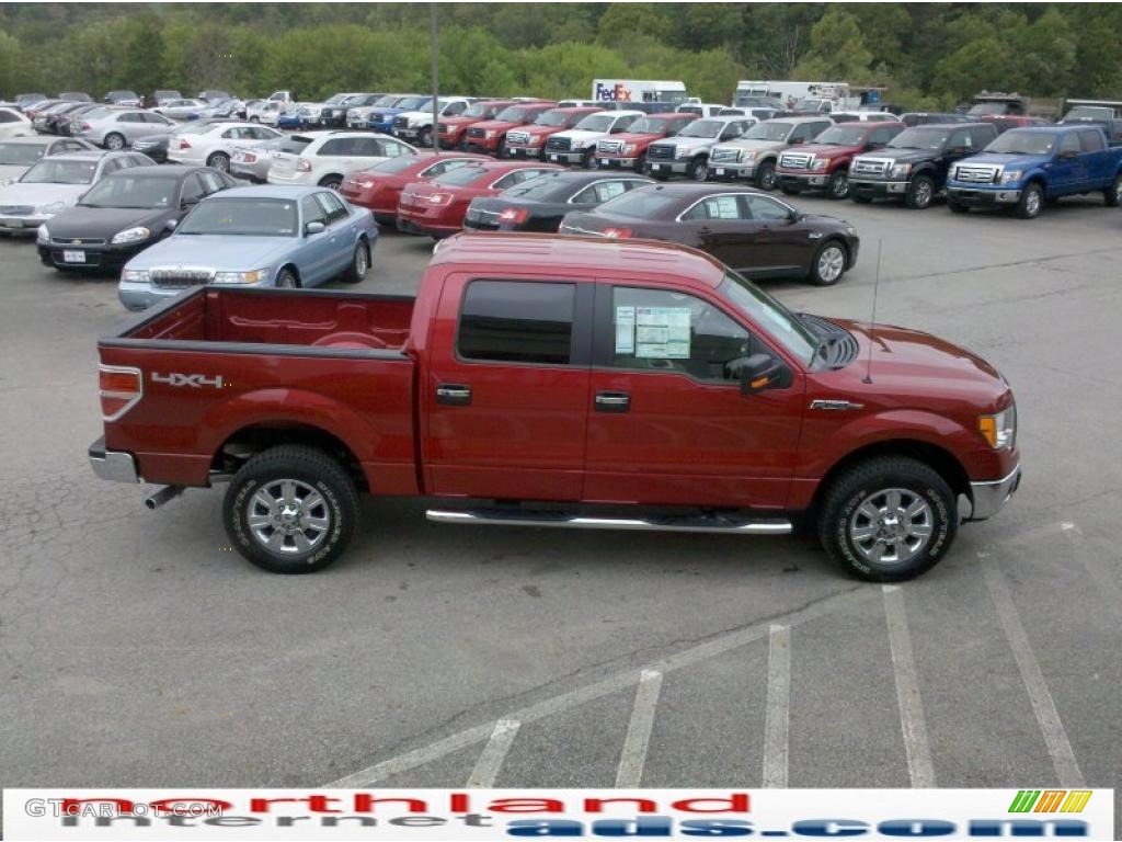 2010 F150 XLT SuperCrew 4x4 - Vermillion Red / Medium Stone photo #5