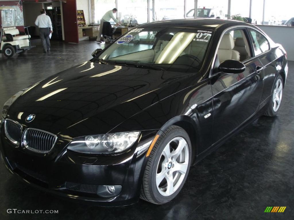 2007 3 Series 328i Coupe - Jet Black / Beige photo #1