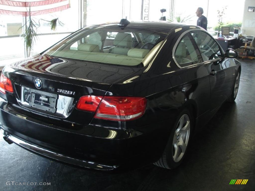 2007 3 Series 328i Coupe - Jet Black / Beige photo #4