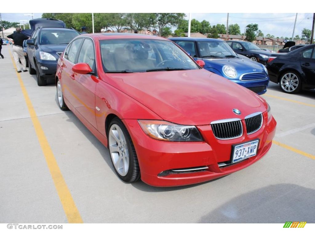 2007 3 Series 335i Sedan - Crimson Red / Beige photo #5