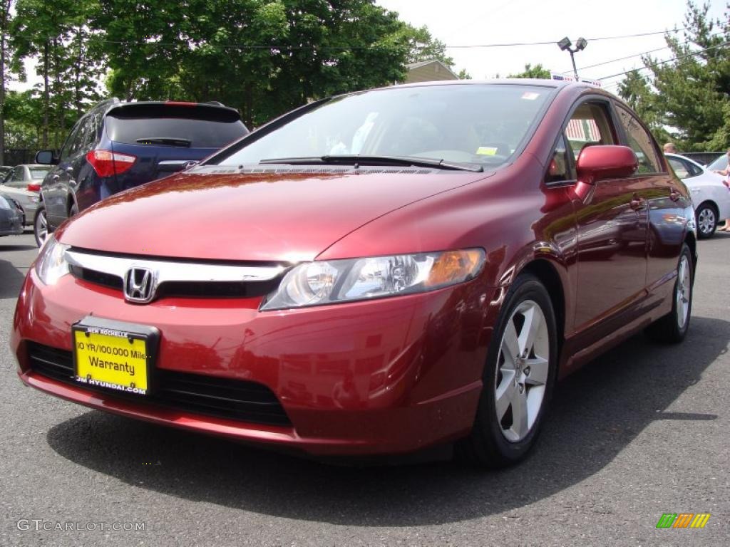 2007 Civic EX Sedan - Habanero Red Pearl / Ivory photo #1