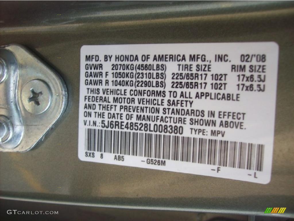 2008 CR-V EX 4WD - Green Tea Metallic / Ivory photo #26
