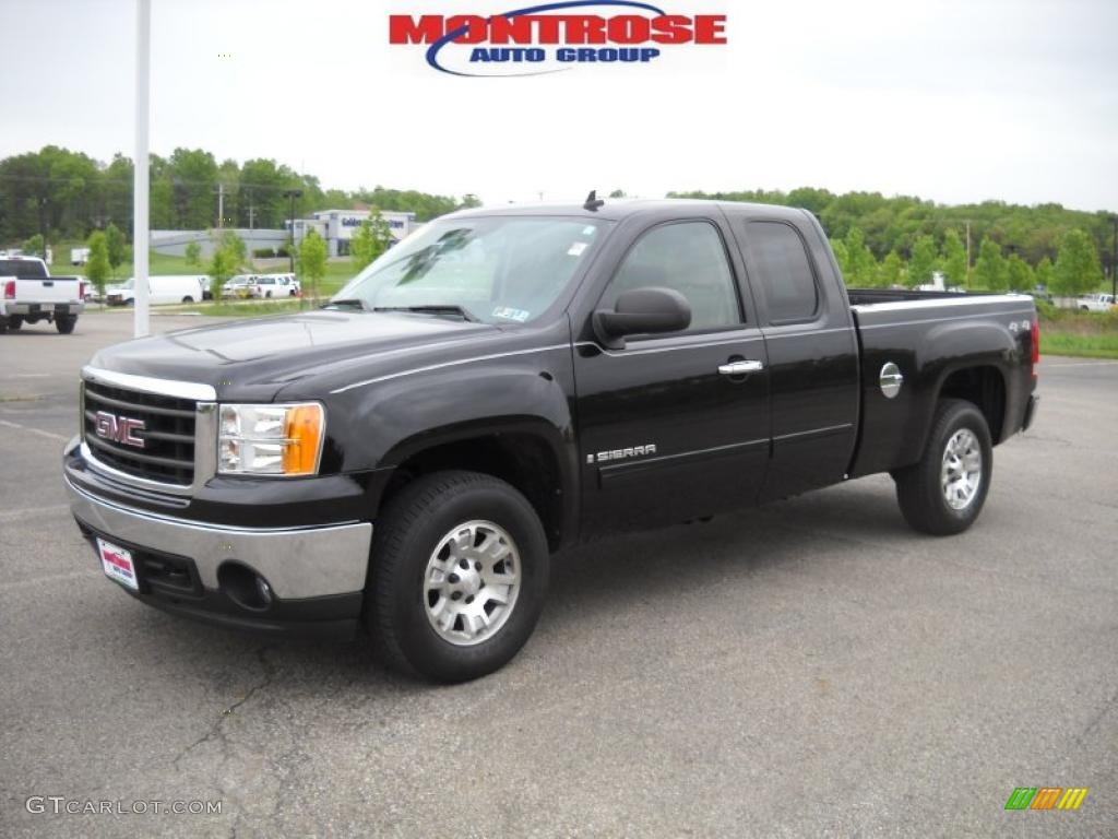 2008 Sierra 1500 SLE Extended Cab 4x4 - Onyx Black / Light Cashmere photo #20