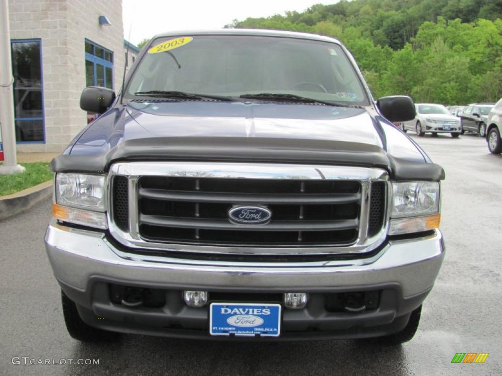 2003 F250 Super Duty XLT SuperCab 4x4 - Sonic Blue Metallic / Medium Parchment Beige photo #4