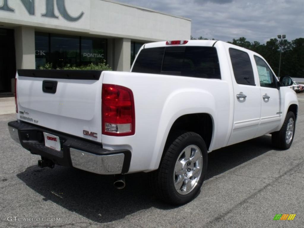 2010 Sierra 1500 SLT Crew Cab - Summit White / Very Dark Cashmere/Light Cashmere photo #7