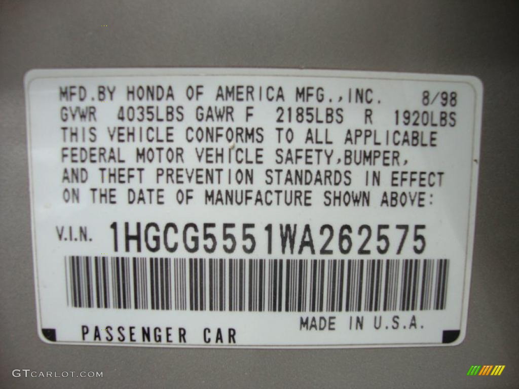 1998 Accord EX Sedan - Heather Mist Metallic / Ivory photo #40