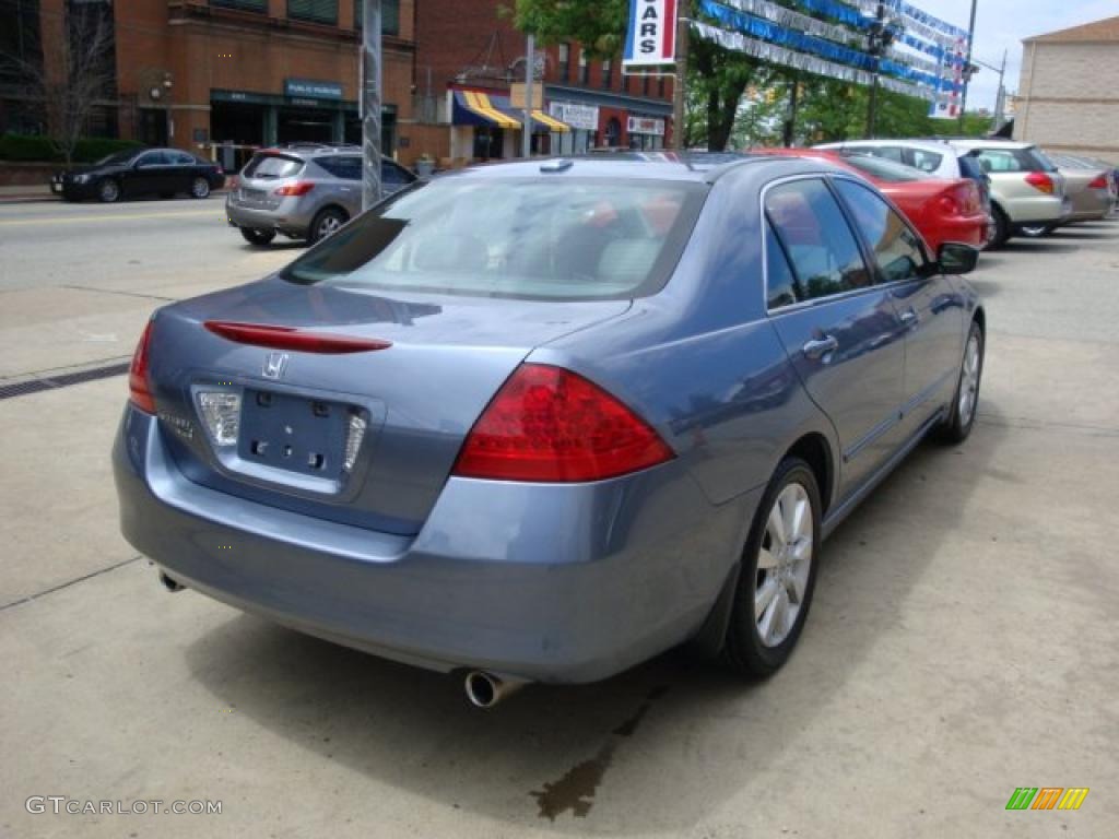 2007 Accord EX-L V6 Sedan - Cool Blue Metallic / Gray photo #4