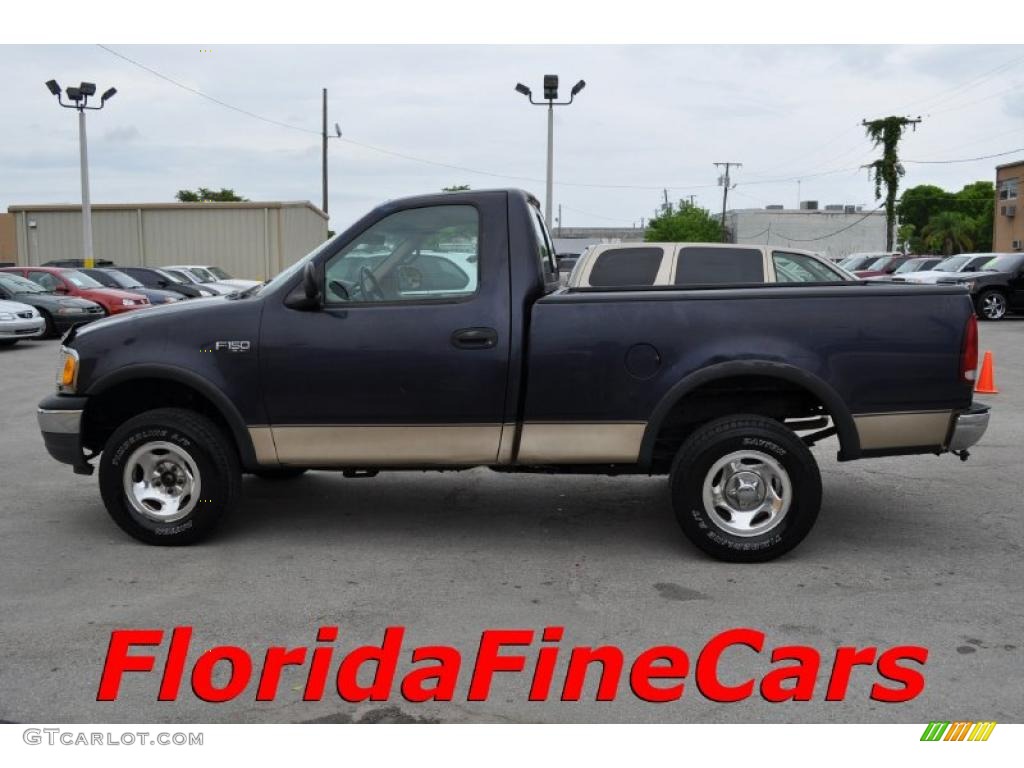 1999 F150 XL Regular Cab 4x4 - Deep Wedgewood Blue Metallic / Medium Prairie Tan photo #3