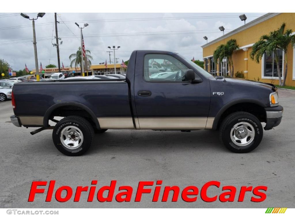 1999 F150 XL Regular Cab 4x4 - Deep Wedgewood Blue Metallic / Medium Prairie Tan photo #4