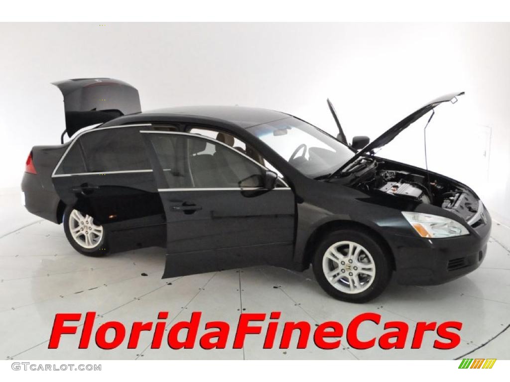 2006 Accord SE Sedan - Nighthawk Black Pearl / Ivory photo #7