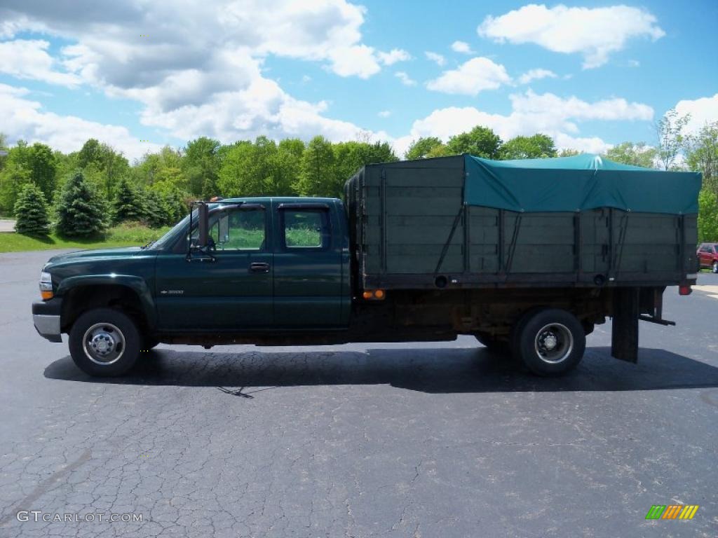 2002 Silverado 3500 Extended Cab Chassis - Forest Green Metallic / Tan photo #3