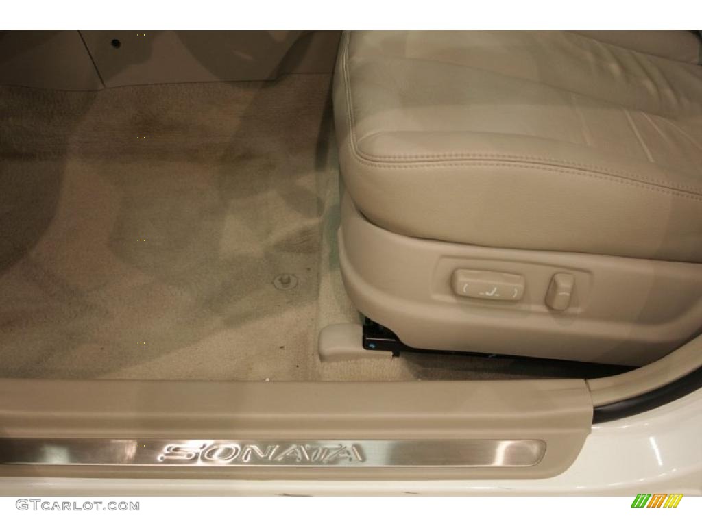 2008 Sonata Limited - Powder White Pearl / Beige photo #10