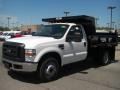 2010 Oxford White Ford F350 Super Duty XL Regular Cab Chassis Dump Truck  photo #1