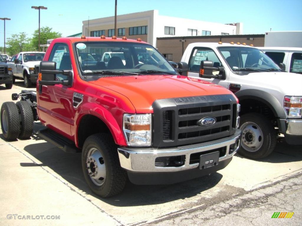 2010 F350 Super Duty XL Regular Cab 4x4 Chassis - Vermillion Red / Medium Stone photo #1