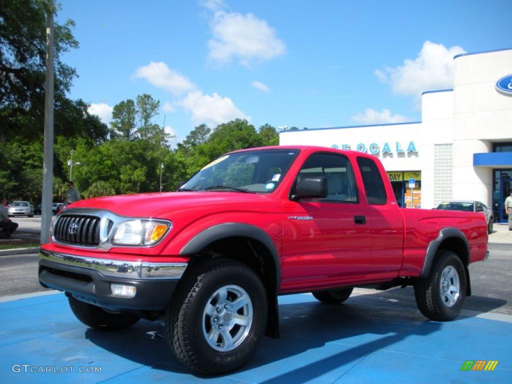 2002 Tacoma V6 PreRunner Xtracab - Radiant Red / Charcoal photo #1