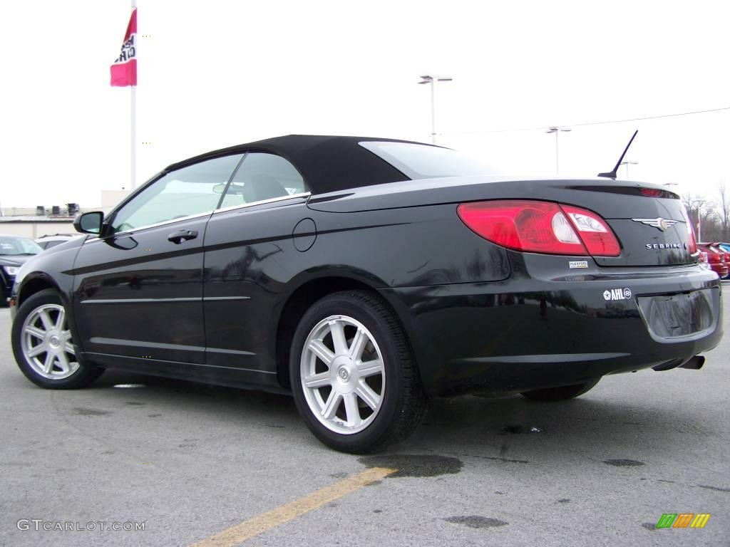 2008 Sebring Touring Convertible - Brilliant Black Crystal Pearl / Dark Khaki/Light Graystone photo #6