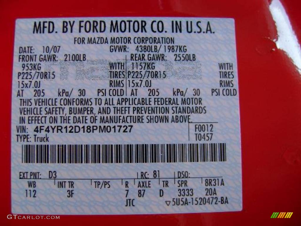 2008 B-Series Truck B2300 Regular Cab - Volcanic Red / Medium Dark Flint photo #31