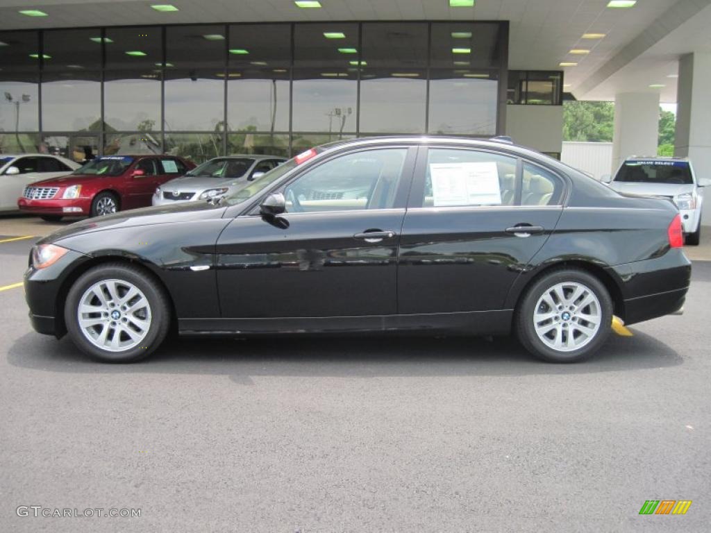2007 3 Series 328xi Sedan - Jet Black / Beige photo #4