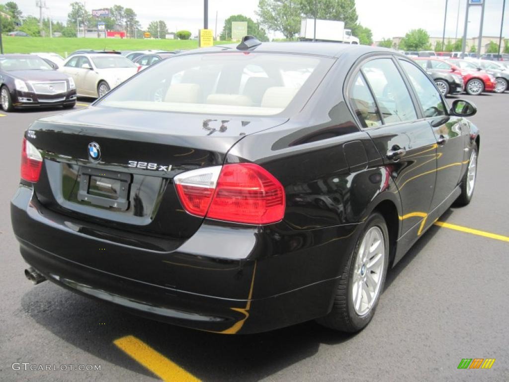 2007 3 Series 328xi Sedan - Jet Black / Beige photo #6