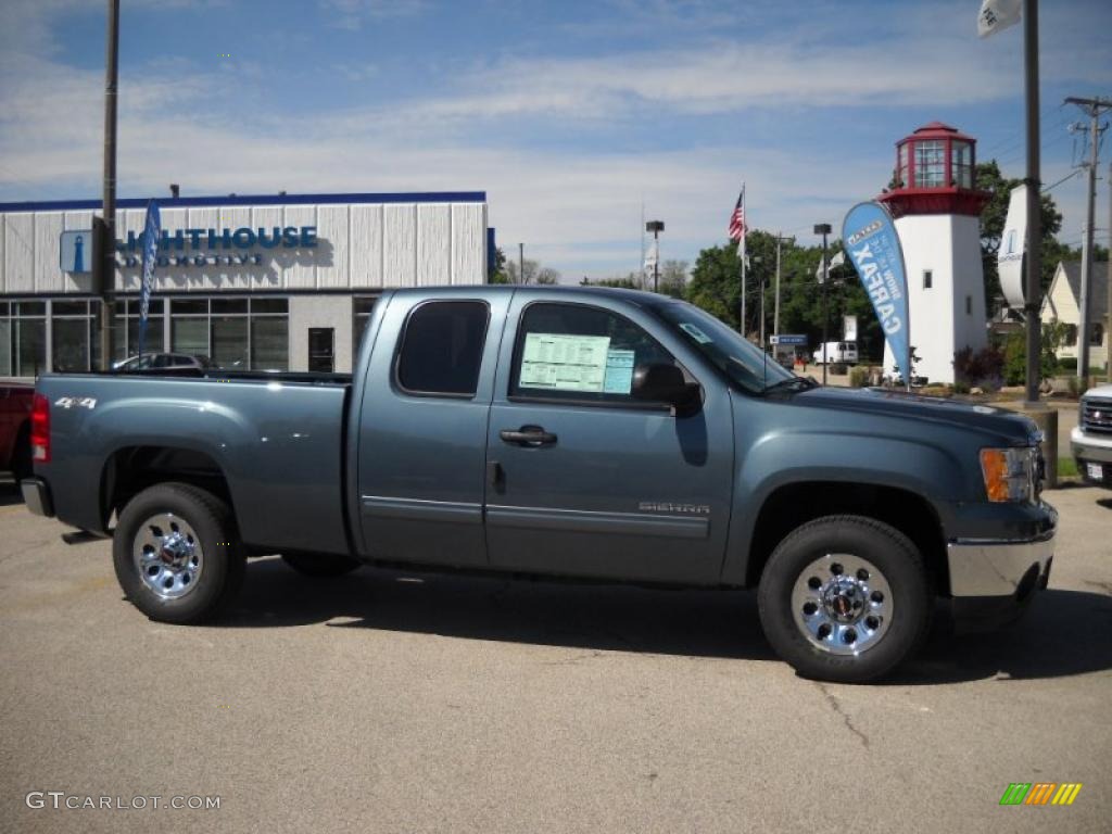 2010 Sierra 1500 SL Extended Cab 4x4 - Stealth Gray Metallic / Dark Titanium photo #1