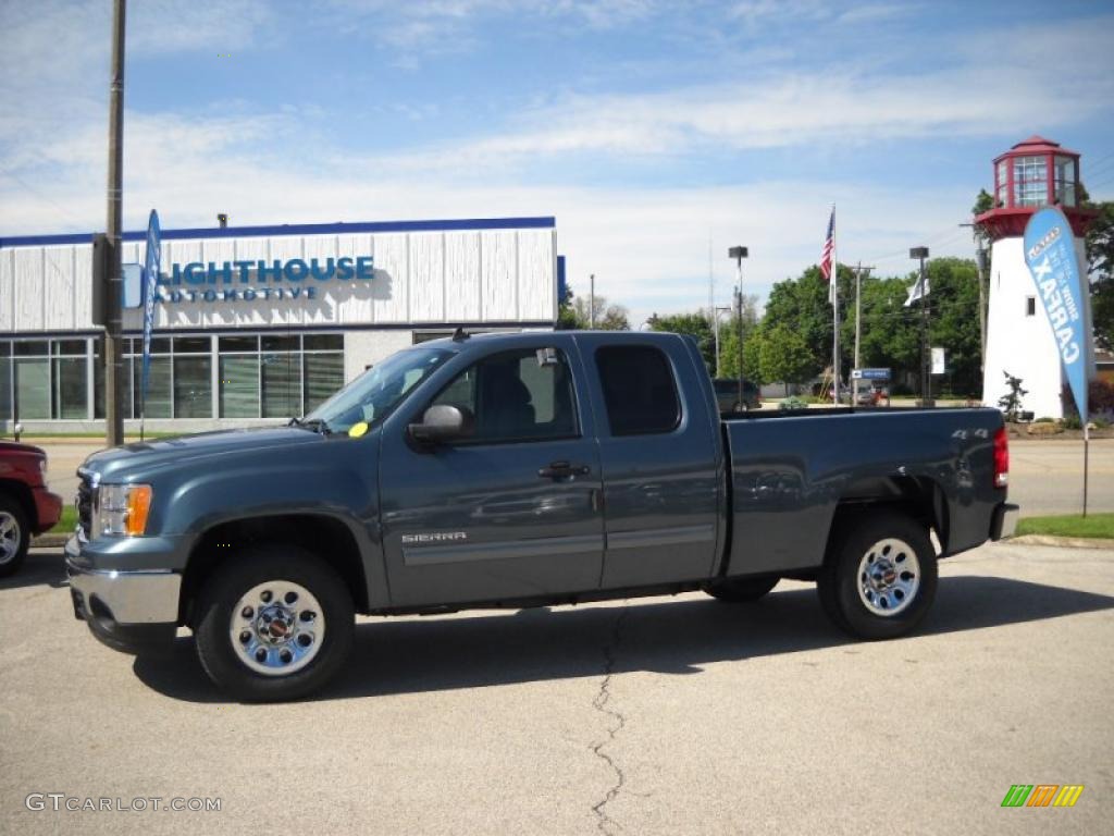 2010 Sierra 1500 SL Extended Cab 4x4 - Stealth Gray Metallic / Dark Titanium photo #2