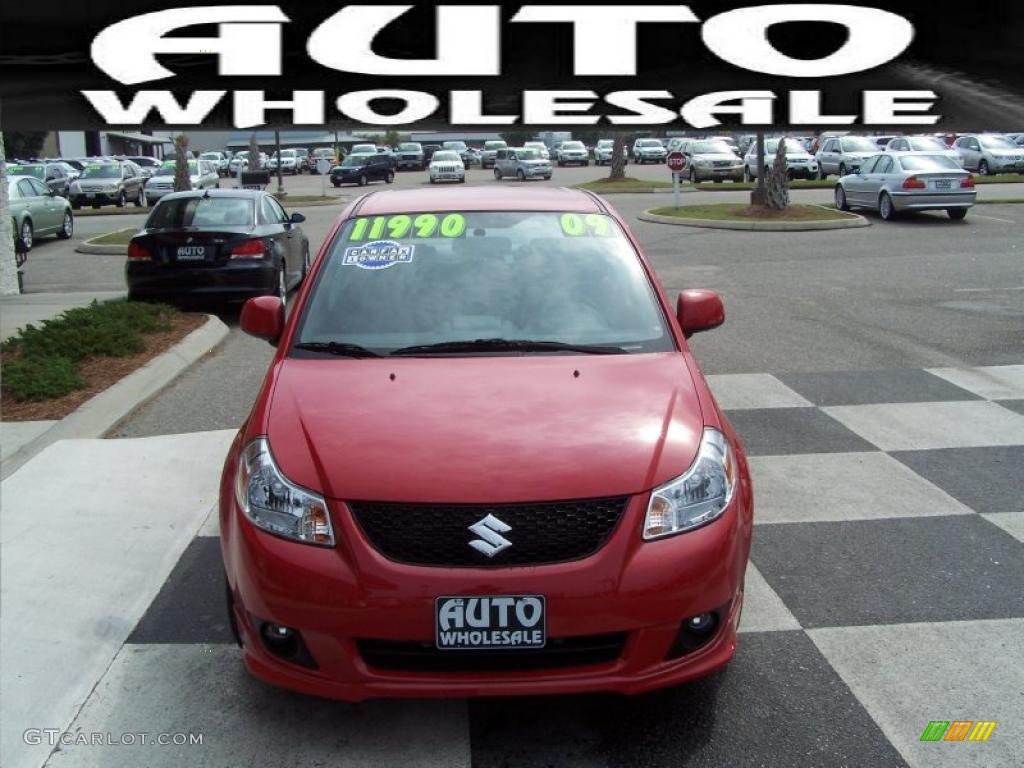 2009 SX4 Touring Sport Sedan - Vivid Red / Black photo #2